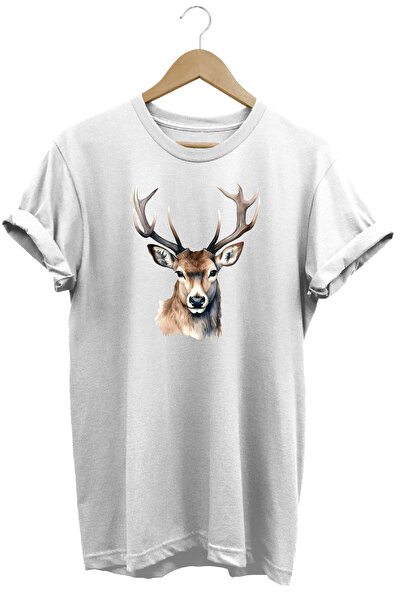 WİDİ Tricou unisex cu imprimeu Cerb cu coarne – Design grafic cu tematică fau...