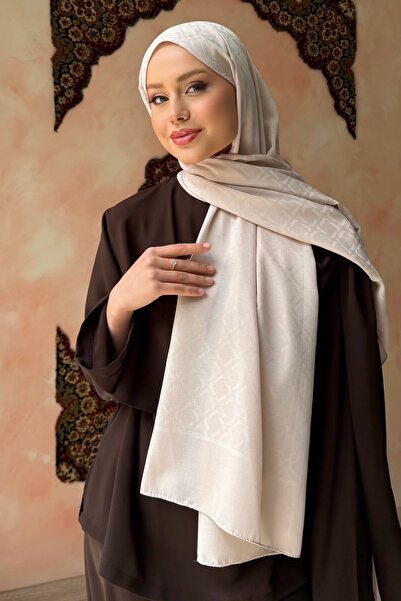 İmajButik Beige Jacquard Shawl