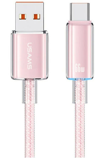 Usams Καλώδιο USB 2.0 USB-C Αρσενικό - USB-A Ροζ 1.2μ SJ658USB05