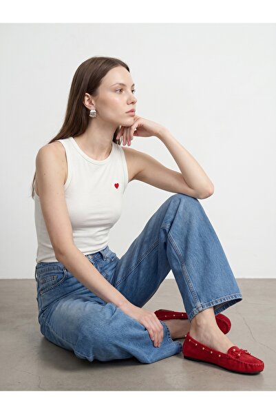 Dilvin 21259 Bisiklet Yaka Top-Ekru