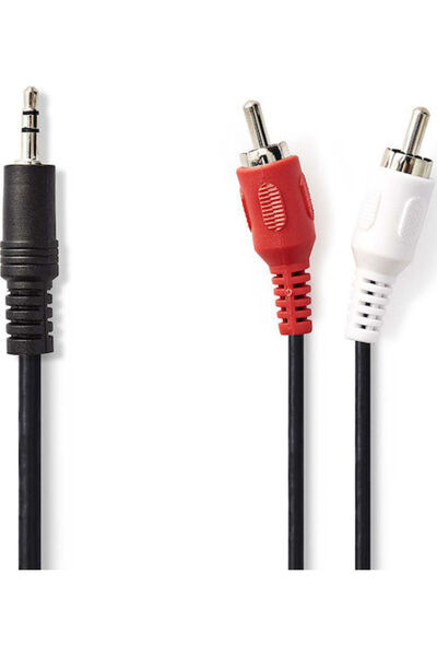 Nedis Καλώδιο Jack 3.5mm - RCA Αρσενικό Μαύρο 1.5μ με επιχρυσωμένα ακροδέκτες