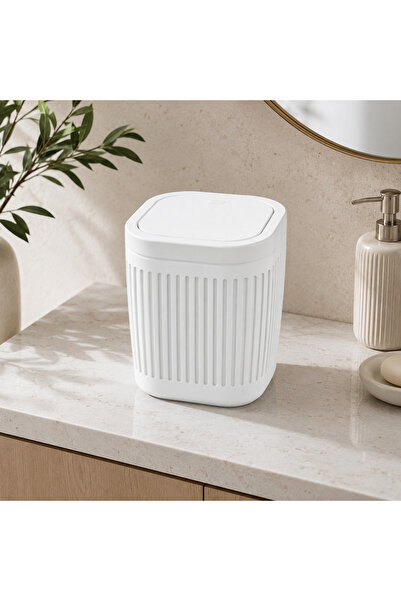 AlvoraTicaret Mini Masaüstü Çöp Kutusu 15 cm Kapaklı Banyo Ofis Atık Kutusu