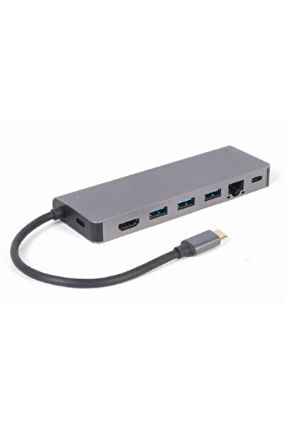 Cablexpert Σταθμός σύνδεσης USB-C με HDMI 4K PD Ethernet Γκρι (A-CM-COMBO5-05)
