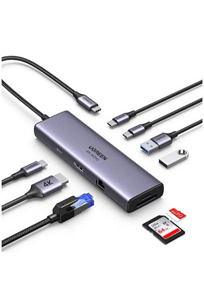 Ugreen CM498 USB-C Σταθμός σύνδεσης με HDMI 4K PD Ethernet Γκρι