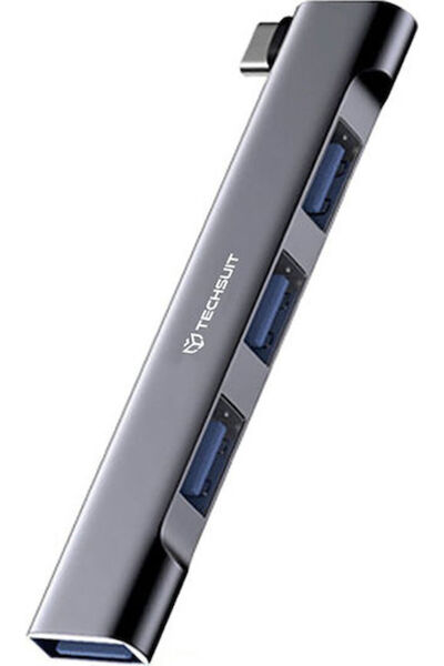 Techsuit Διανομέας USB 3.0 4 θυρών με σύνδεση USB-C Γκρι Κωδικός: HUB015;H13