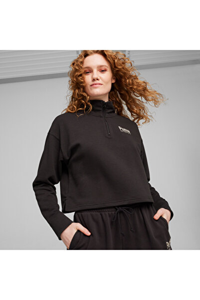 Puma Team Half Zip Crew Women's Beige Sweatshirt