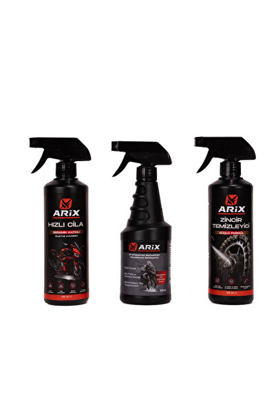 ARİX CARE ARİX 3'lü Motosiklet Temizlik ve Bakım Seti | Yağ Temizleyici, Zinc...