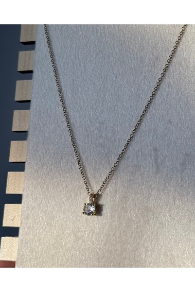 PALICE Steel Gold Single Stone Necklace