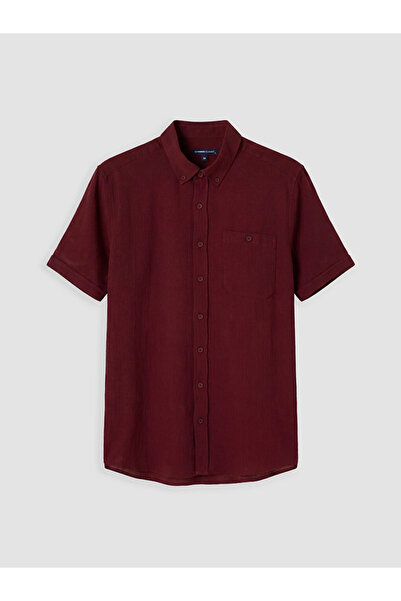 LC Waikiki Bordo Regular Fit Poplin Erkek Gömlek