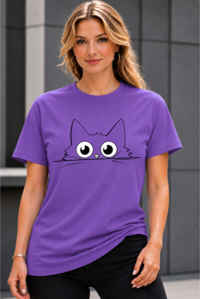 VODEXA Μπλουζάκι Unisex Oversize Πολύχρωμες γάτες με στάμπα 100% βαμβακερό μπ...