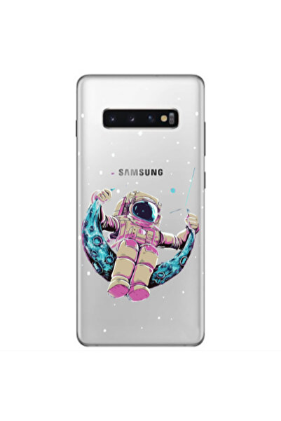 Other Samsung S10 Plus Astronaut swinging on the moon Transparent Silicone TP...