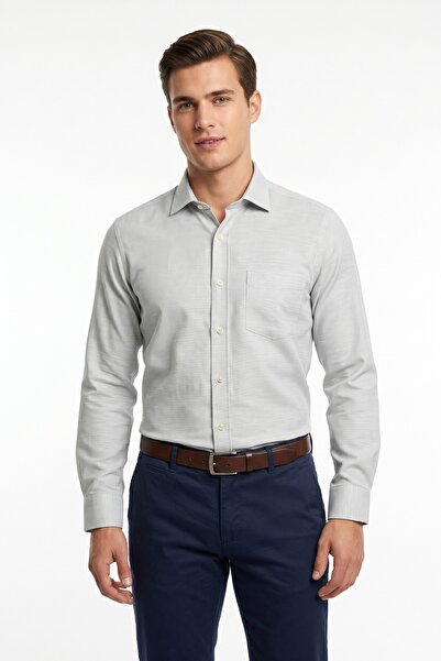 KAMER Men's Large Size Classic Single Pocket Long Sleeve Shirt 4049 Bgl-St05527