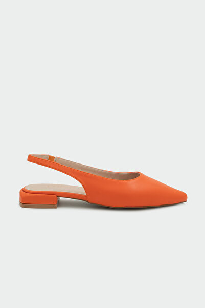 LAMİNTA Crown Flat Pointed Toe Orange Women's Ballerinas