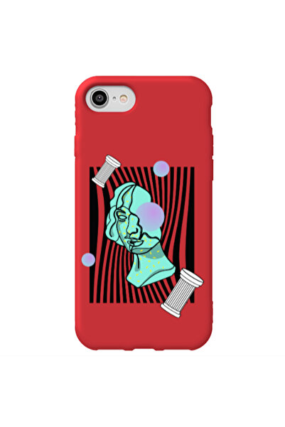 Other Apple iPhone SE 2020 Columns Red Colored Silicone TPU Θήκη