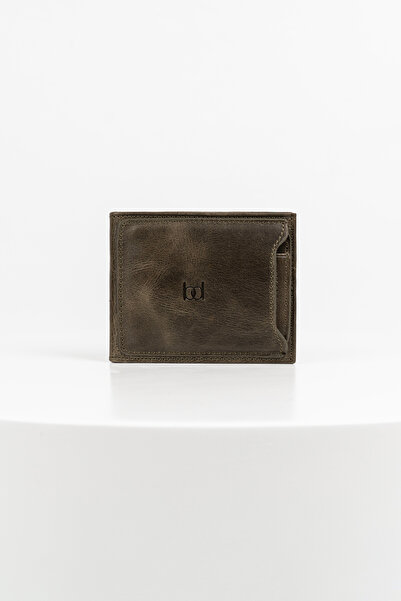 BAYDERİ Porte Extra Card Holder Genuine Leather Men's Wallet Crazy Green