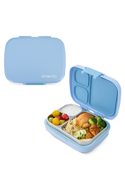 Eazy Kids Premium Stainless Steel Lunch Box 710ml – Leakproof 3-Compartment L...