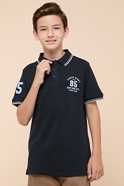 R&B Printed Polo T-Shirt with Short Sleeves