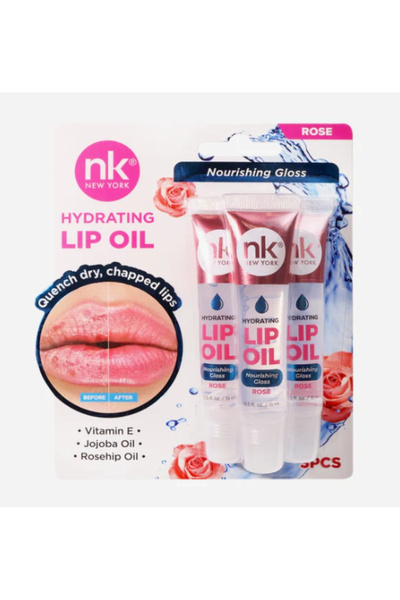 Nicka K New York Nk New York Hydrating Lip Oil Nourishing Gloss Rose 3-Pack M...