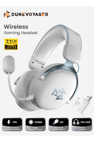 DuneVoyager C3 Wireless Gaming Headset, with 7.1 Surround Sound, Breathable M...