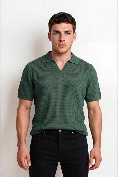 Sea Style Polo Collar Short Sleeve Knitwear T-Shirt