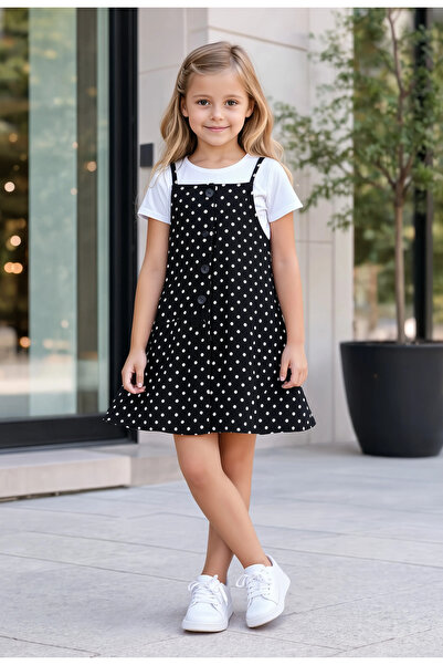 HÇ Hülya Çelik KİDSWEAR 2018 Girls' Polka Dot Combed Cotton Jile Set