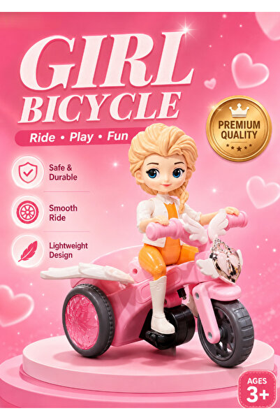DAT Girl on Bicycle Toy Figure with Angel Wings Tricycle – Lightweight Rollin...