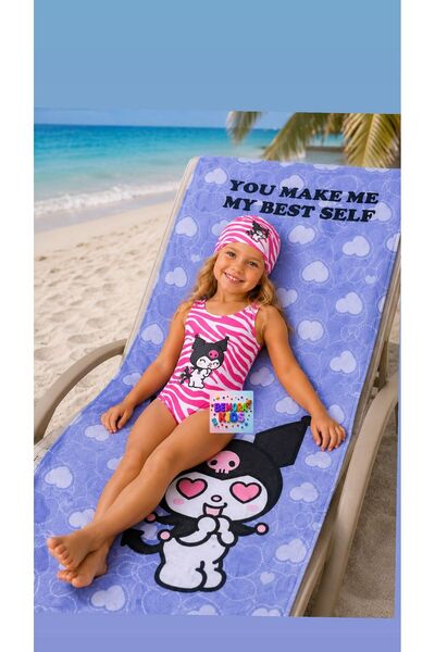 bemora kids Children's Swimwear Kuromi Swimwear Beach Hat + Kuromi Beach Towe...