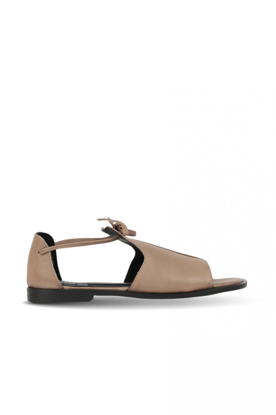 BUENO Gray Leather Women's Flat Sandals