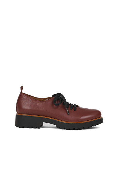 BUENO Burgundy Leather Women's Wedge Heeled Shoes