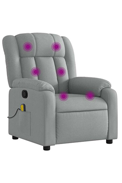 vidaxl Fotoliu de masaj rabatabil, gri deschis, textil
