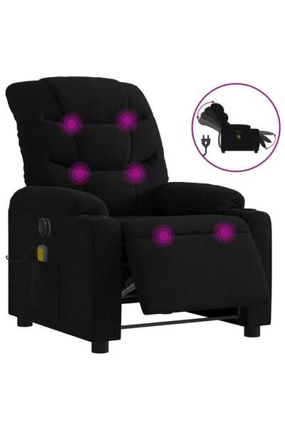 vidaxl Fotoliu electric de masaj rabatabil, negru, textil