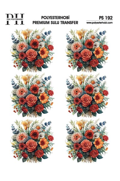 POLYESTERHOBİ Premium Sulu Transfer 25X35 CM ÇİÇEK DESENLİ PS 192