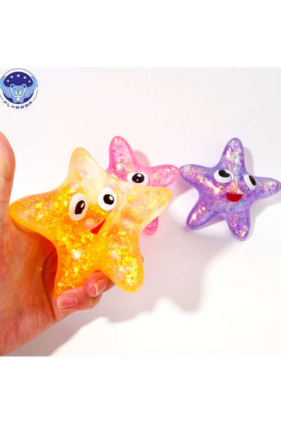 UĞURDAN Simli Deniz Yıldızı Sukuşi Oyuncak Yumuşak Sıkma Oyuncağı Squishy Str...