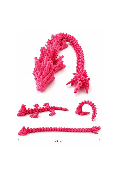 OEM Dragon 3D Articulat Flexibil – Figurină Flexibilă, Roz, 45 cm