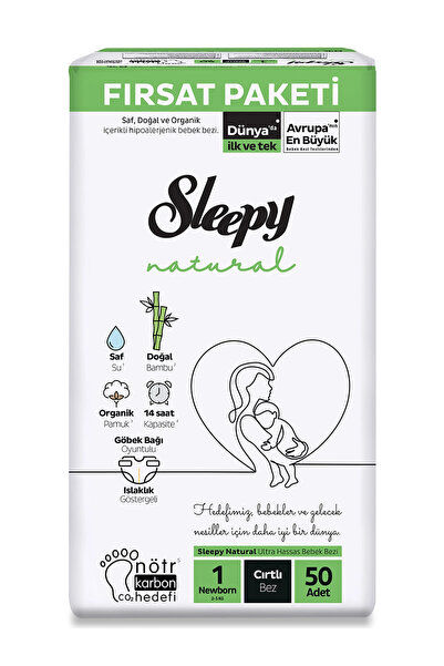 Sleepy Natural Bebek Bezi Fırsat Paketi 1 Beden 2-5 Kg 50 Adet
