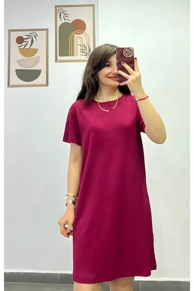 bydenizcollection Short Sleeve Combed Cotton Dress