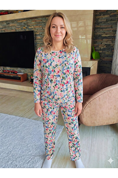 ÇAĞ MODA Viskon desenli Pijama Takımı