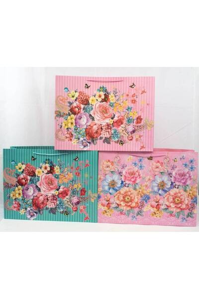 OEM Painted Flower Gift Bags 12/ Top Bottom Set 59x44Hx17cm