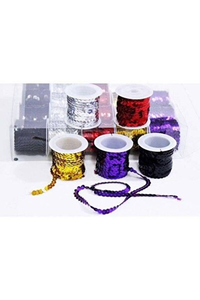 OEM Sequin Ribbon String Roll 5 M (Top Bottom Set of 3 pcs) Purple