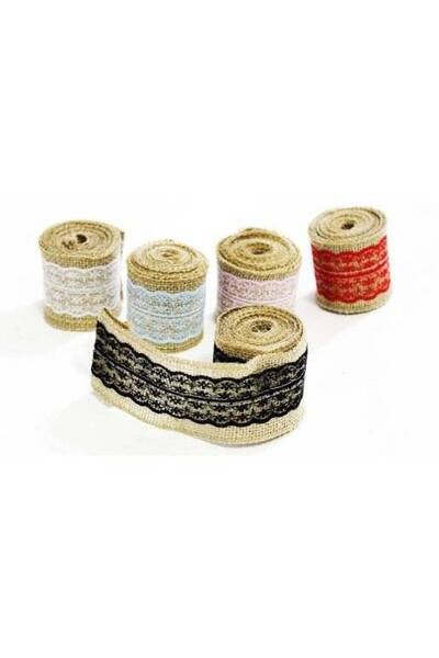 OEM Canvas Ribbon Bag With Lace Roll 6 Cm (Top Bottom Set of 3 pcs) Brown