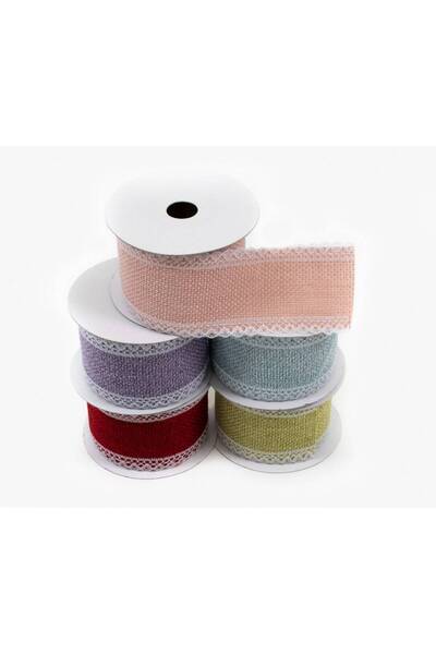 OEM Jute Ribbon With Lace Edge 6cm/4.5m Olive
