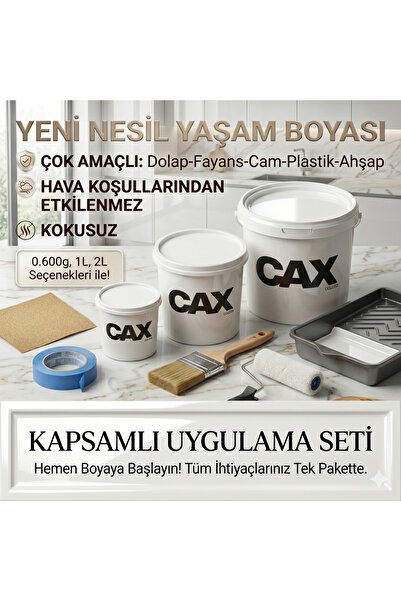 caxcolors CAX KOKUSUZ Çok Amaçlı Yeni Nesil Yaşam Boyası - Dolap Fayans Mobil...