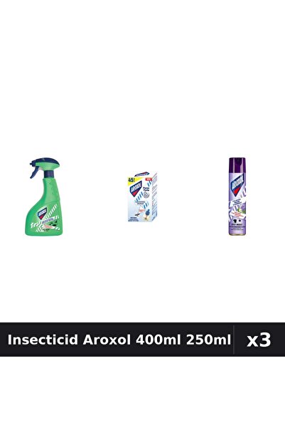 Aroxol Set 3 Insecticid - Spray 400ml, 250ml, Aparat Electric - Anti Insecte