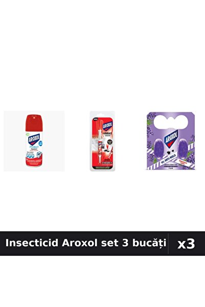 Aroxol Set 3 Spray și Pastile Anti-Insecte 100ml - Gandaci, Țânțari, Muste
