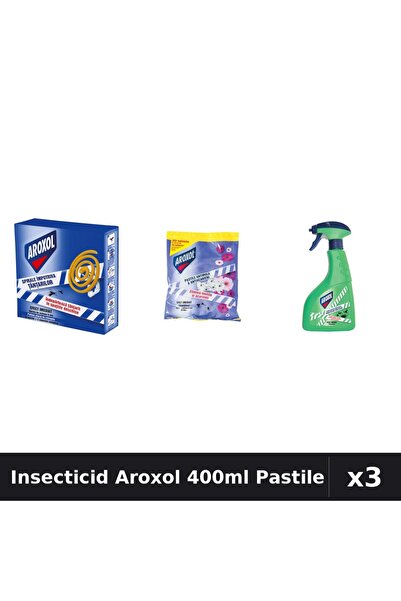 Aroxol Set 3 Spray Insecticid 400ml + Pastile Anti-Insecte - Protectie Comple...