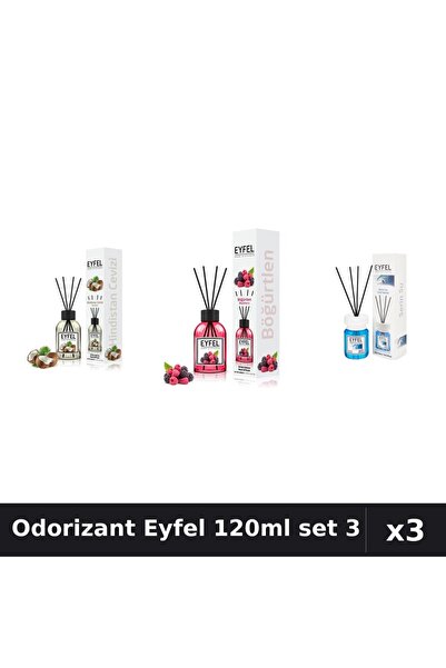Eyfel Set 3 Odorizant Camera Betisoare 120ml - Cool Water, Fructe Pădure, Nuc...