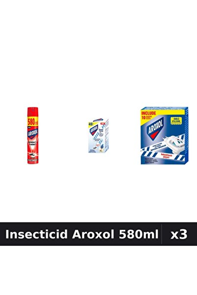 Aroxol Set 3 Insecticid - Spray 580ml, Aparat Electric, Pastile Anti-Insecte