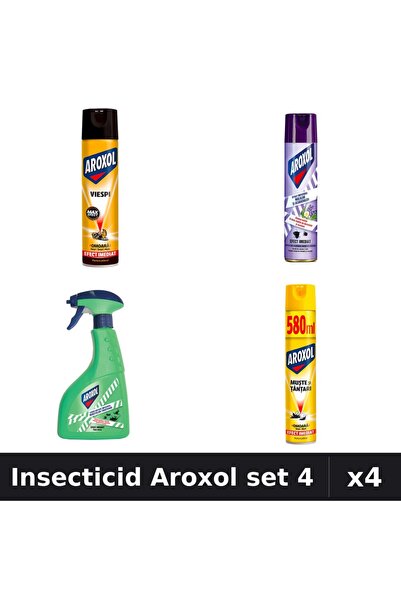 Aroxol Set 4 Spray Insecticid 250ml, 400ml, 580ml - Anti Insecte Eficace