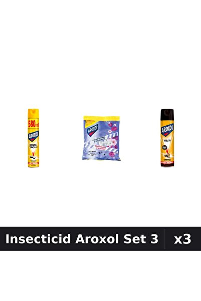 Aroxol Set 3 Spray Insecticid 580ml, 400ml + Pastile Anti-Insecte - Protecție