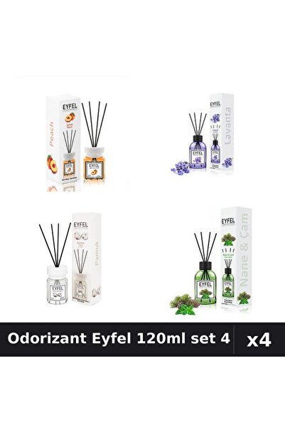 Eyfel Set 4 Odorizant Camera Betisoare - Piersica, Lavanda, Bumbac, Pin Menta...